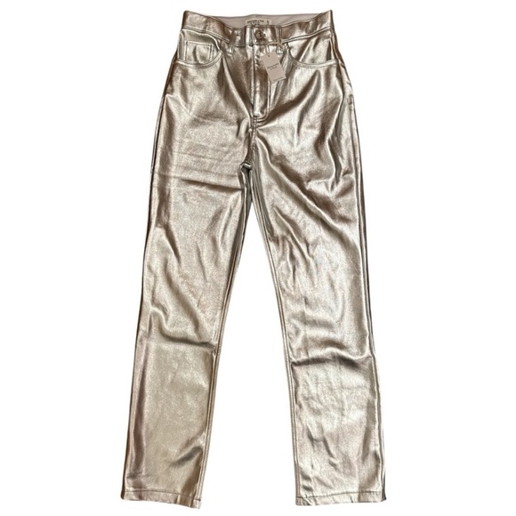 Abercrombie and Fitch Silver Metallic High-Rise 90’s Straight Pants - Picture 5 of 12